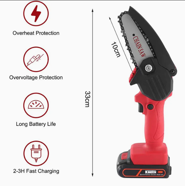 21V Cordless 4 Inch Lightweight Mini Chainsaw