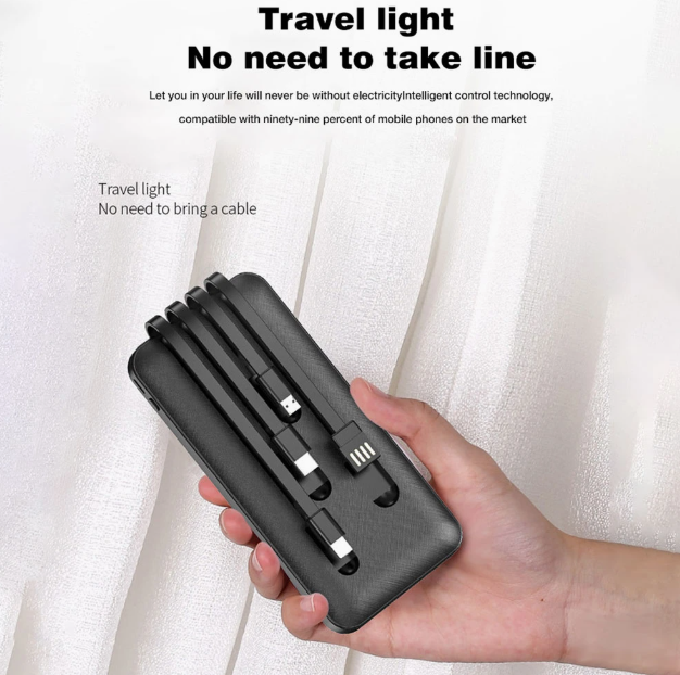 10000mAh Fast Charging 4-in-1 Power Bank Charger