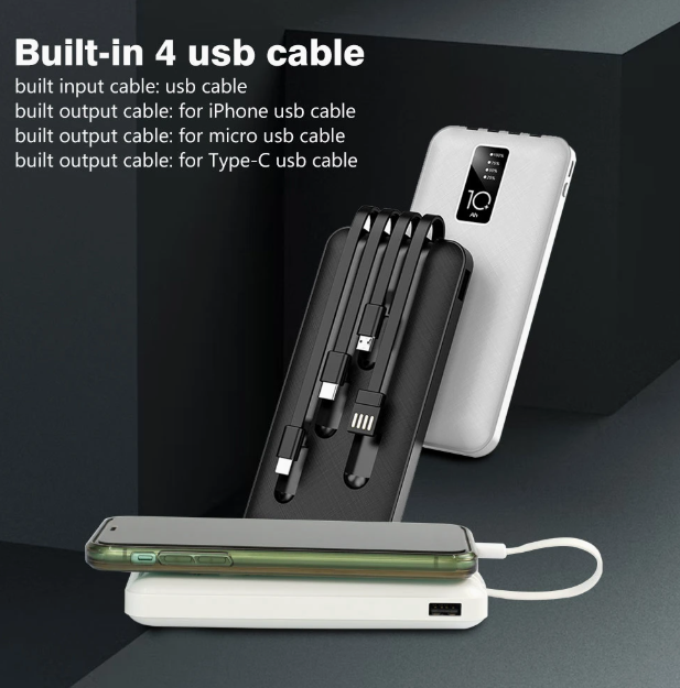 10000mAh Fast Charging 4-in-1 Power Bank Charger