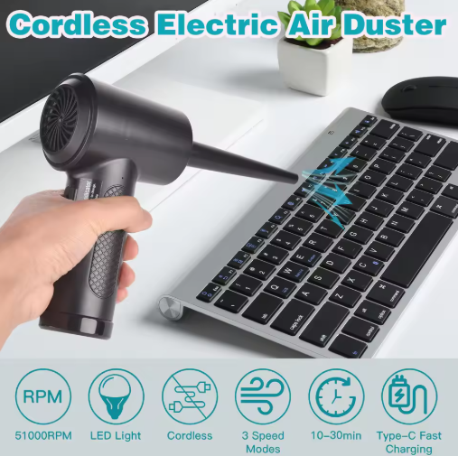 Portable Air Duster 51000RPM Cordless Blower for PC Cleaning