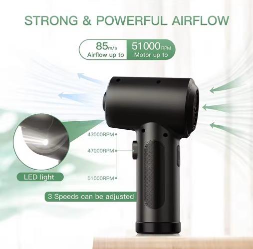 Portable Air Duster 51000RPM Cordless Blower for PC Cleaning