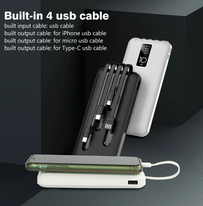 10000mAh Fast Charging 4-in-1 Power Bank Charger
